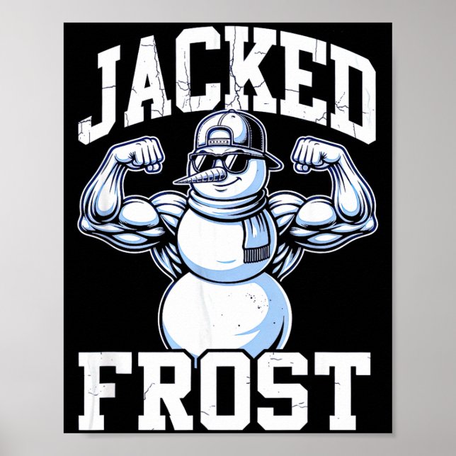Poster Jacked Frost Muscular Snowman Vintage Gym  (Frente)