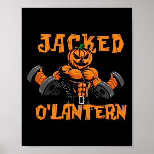 Poster Jacked O'lantern Halloween Gym Workout Elevando Pu