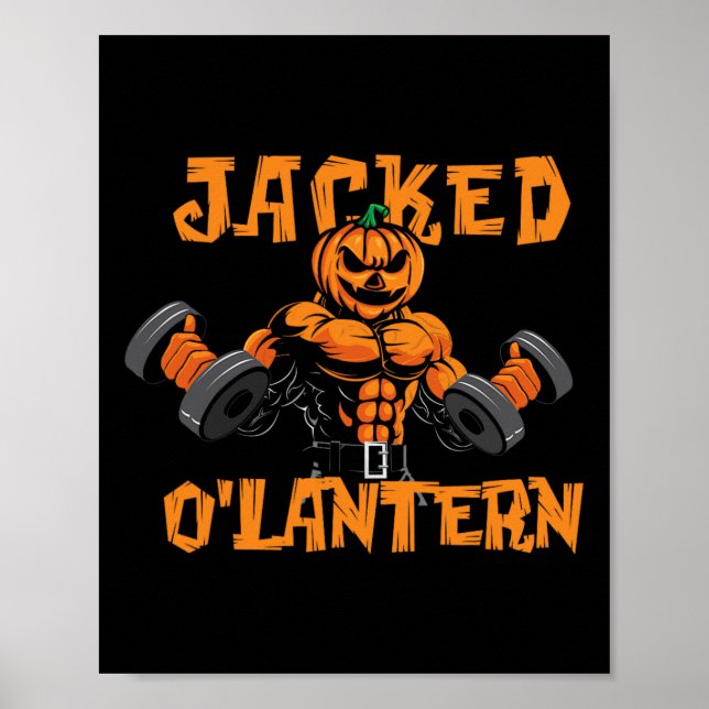 Poster Jacked O'lantern Halloween Gym Workout Elevando Pu (Frente)