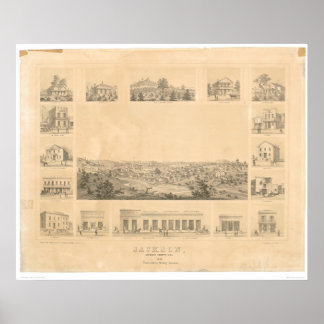 Pôster Jackson, CA. Mapa Panorâmico 1857 (0766A)