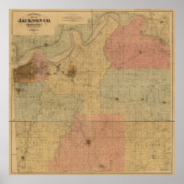 Pôster Jackson County, Missouri Antique Map