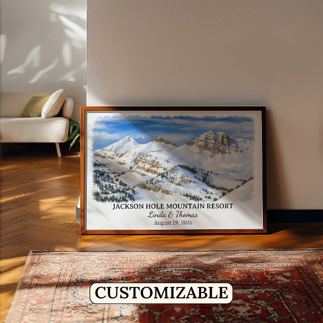 Poster Jackson Hole Mountain Resort Wyoming, Aquarela (Criador carregado)