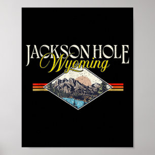 Poster Jackson Hole Wyoming Grand Teton Montanhas Vintage
