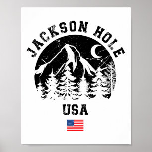 Poster Jackson Hole Wyoming Ski Resort Alpino Skiing Amer