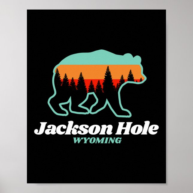 Poster Jackson Hole Wyoming Skiing Snowboard Bear (Frente)