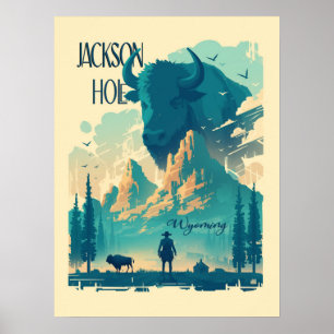 Poster Jackson Hole Wyoming Vintage