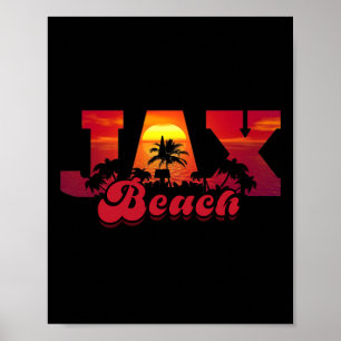 Poster Jacksonville Beach Vacing Florida Sunset Palm Ja