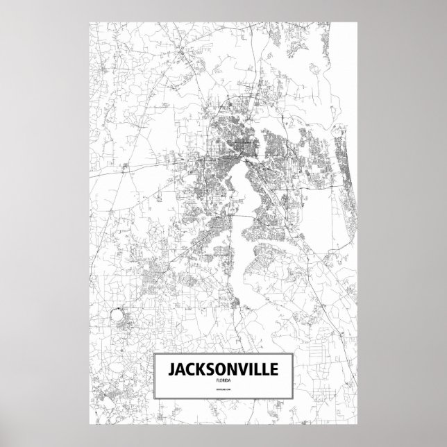 Poster Jacksonville, Flórida (preto no branco) (Frente)