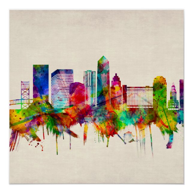 Pôster Jacksonville Florida Skyline (Frente)