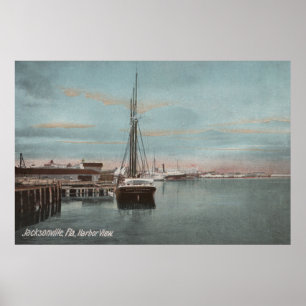 Poster Jacksonville, Florida - vista do porto com