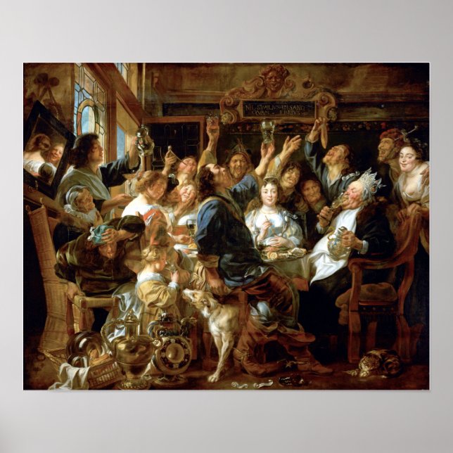 Poster Jacob Jordaens O Banquete do Rei Bean (Frente)