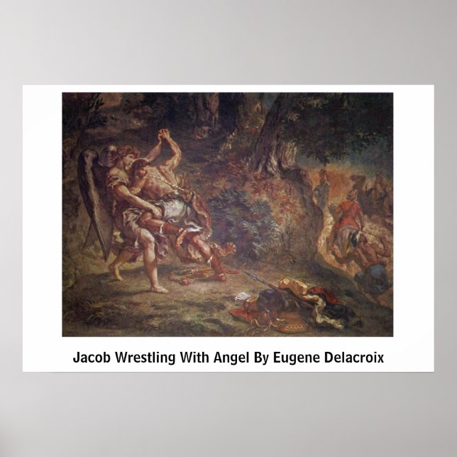 Poster Jacob Luta Com Angel Por Eugene Delacroix (Frente)