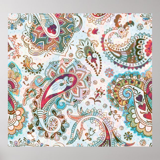 Poster Jacobean Ethnic Floral Patterno (Frente)