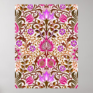 Poster Jacobean Floral Damask, Pink, Violet e Brown 