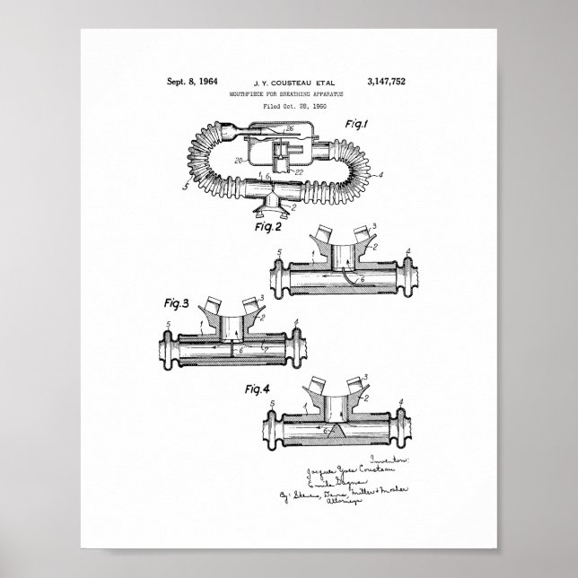 Pôster Jacques Cousteau Mouthpaper For Brething Apparatu (Frente)