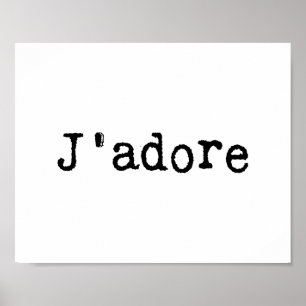 Pôster J'adore dactilografado
