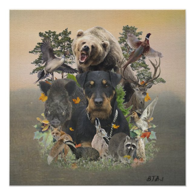 Pôster Jagdterrier, Caça Alemã Terrier Tapeçaria (Frente)