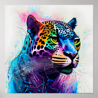 Poster jaguar art colorido