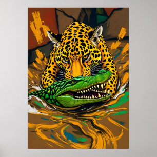Poster Jaguar e Alligator Batalha Art