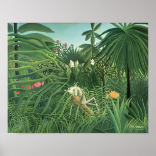 Pôster Jaguar que ataca um cavalo, 1910