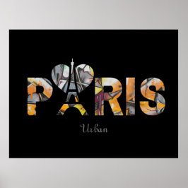 Poster J'aime Paris avec un décor urbain bien coloré