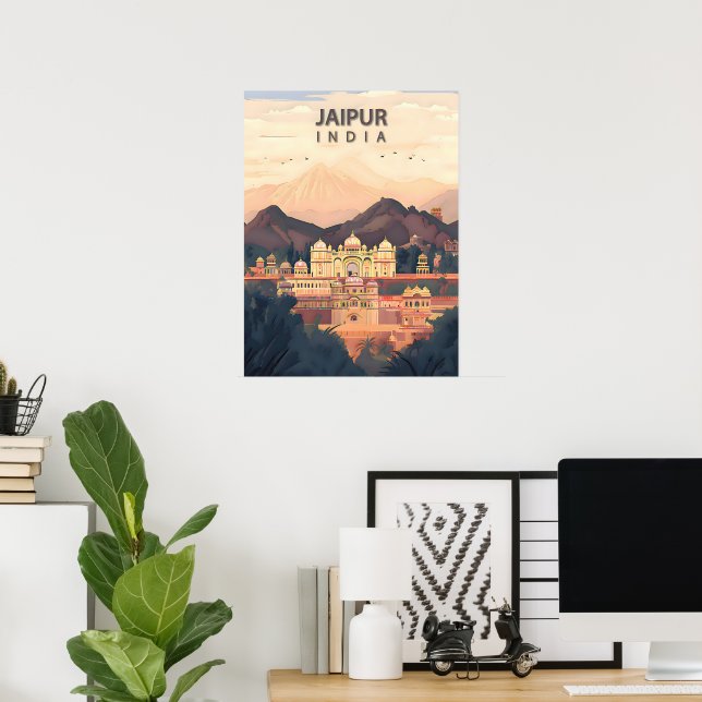 Poster Jaipur - Cidade Real Rosa da Índia (Escritório em casa)