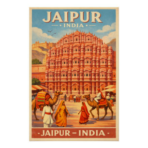 Pôster Jaipur, Índia, em um clássico retrô