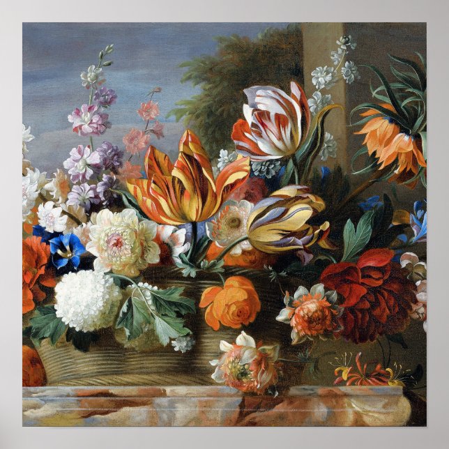 Poster Jakob Bogdani Tulips Peonies e outras Flores (Frente)