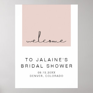 Poster JALAINE Rosa Bege Moderno Cartão de Boas-Vindas pa