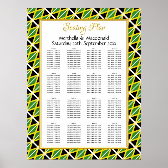 Poster JAMAICA FLAG Personalizado 160 Plano de Assentos (Frente)