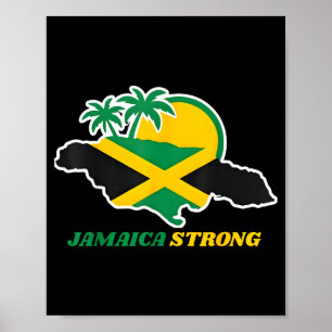 Poster Jamaica Forte Eu Amo Bandeira Jamaicana Coração Mu