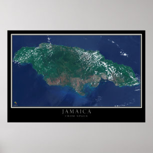 Pôster Jamaica from Space Satellite Map