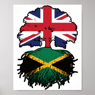 Poster Jamaica Jamaican UK Tree Roots Flag