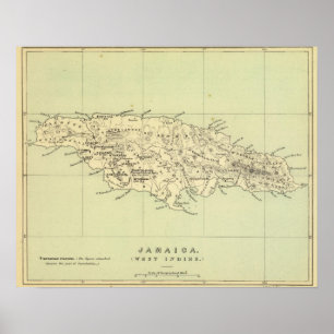 Pôster Jamaica Lithographed Map