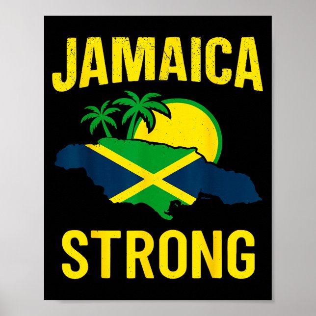 Poster Jamaica Strong I Love Jamaican Flag Heart Women Me (Frente)
