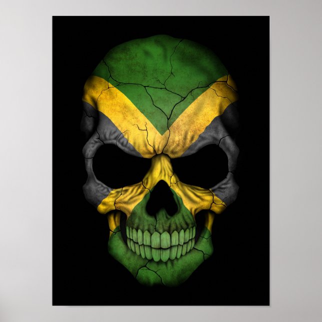 Poster Jamaican Flag Skull on Black (Frente)