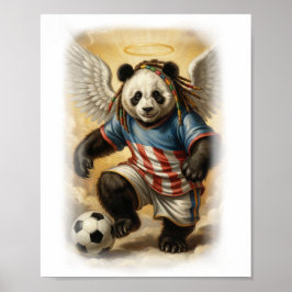 Poster Jamaican Panda playing Soccer in the Sky on a