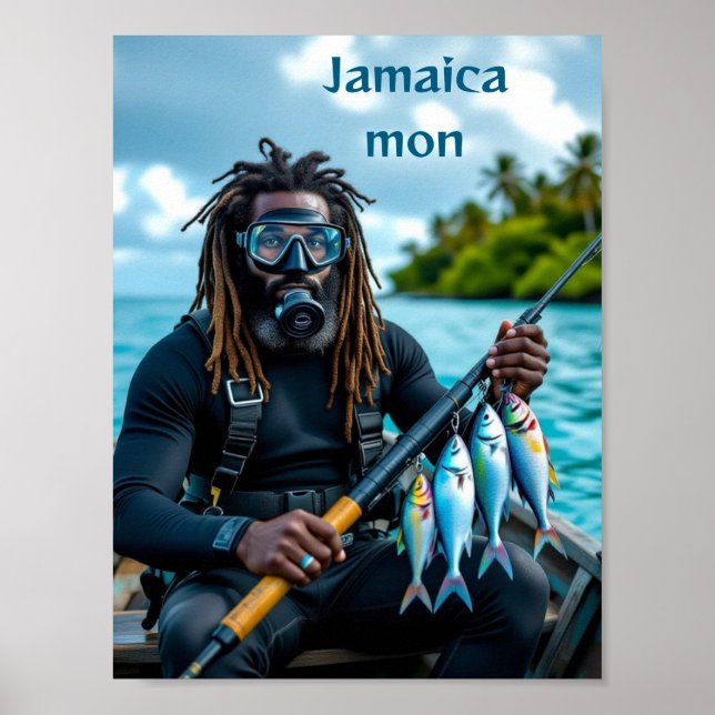 Poster Jamaican spear fisherman (Frente)