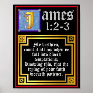 Poster James 1:2 1:3 Nova Citação Iluminada de Testamento
