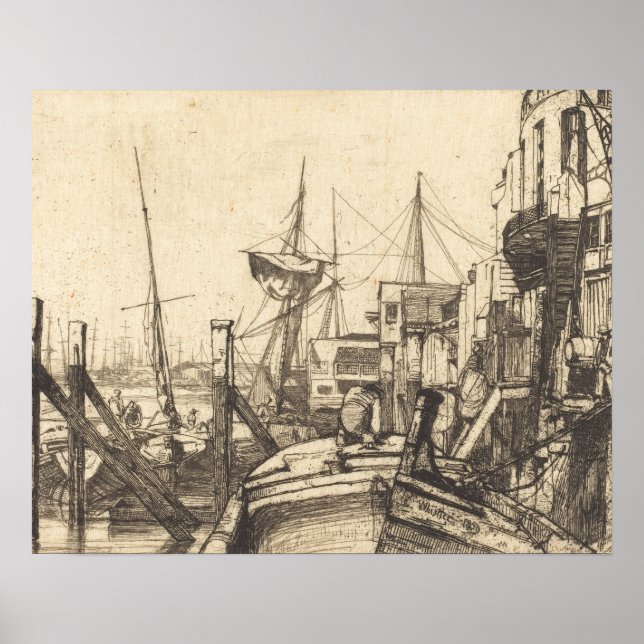 Pôster James Abbott McNeill Whistler - Limehouse (Frente)