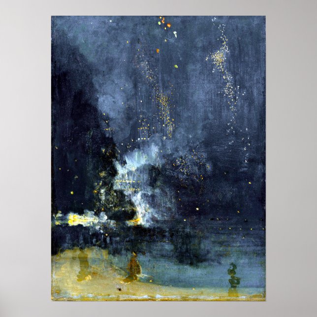 Poster James Abbott McNeill Whistler Nocturne em preto (Frente)