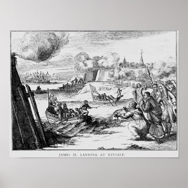 Pôster James II Landing em Kinsale, 12 de março de 1689 (Frente)