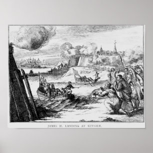 Pôster James II que aterram em Kinsale, o 12 de março de