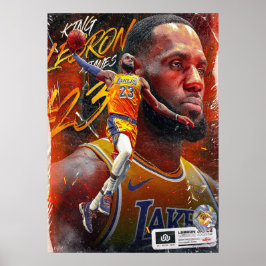 Poster james lebron, nba, basquete, james king, slam du