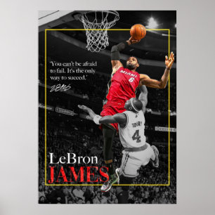 Poster james lebron, nba, basquete, james king, slam du