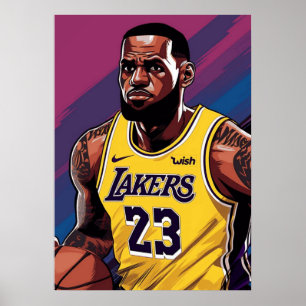 Poster james lebron, nba, basquete, james king, slam du