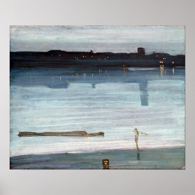Poster James McNeil Whisler Nocturne em Azul e Prata (Frente)