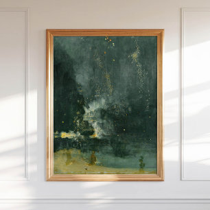 Poster James McNeill Whistler Nocturne a Preto e Dourado