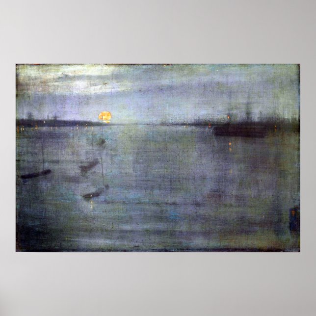 Poster James McNeill Whistler Nocturne Blue e Dourado (Frente)