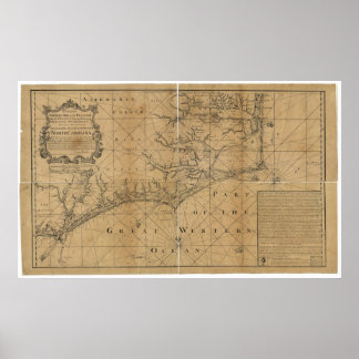 Pôster James Wimble 1738 Mapa da Carolina do Norte